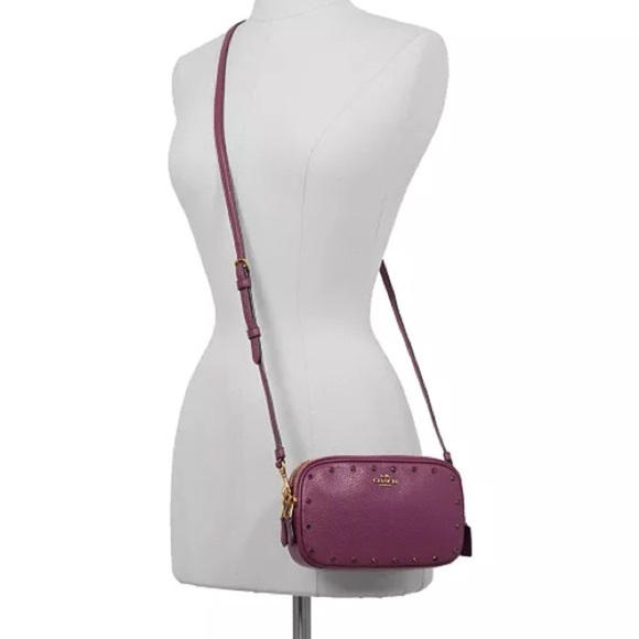 Coach Crystal Border Rivets Crossbody Clutch in Pebble Leather - Picture 13 of 14